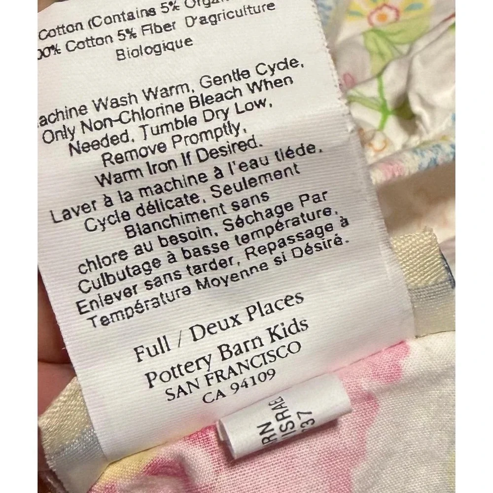 Pottery Barn Kids Full Sheet Set Floral Butterfly Cotton 3 Pc Made in Israel